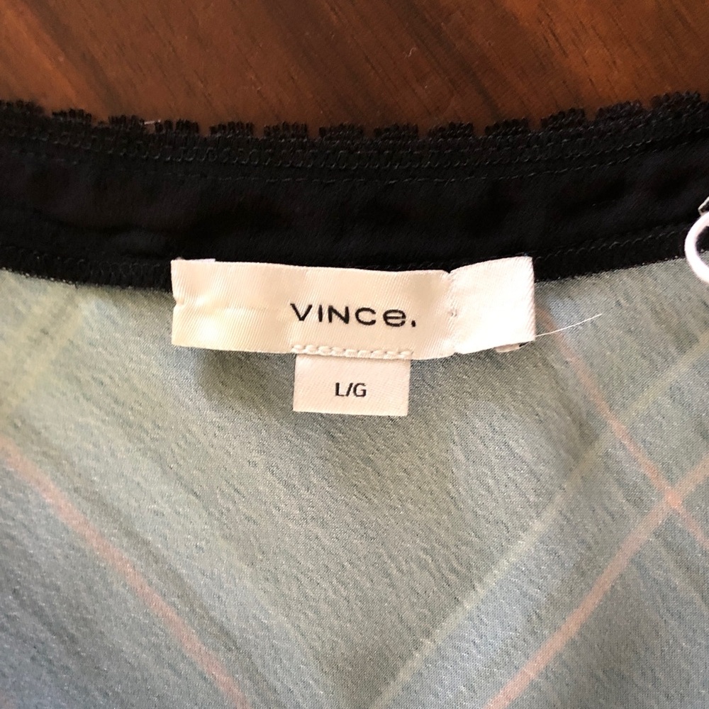 New Vince Plaid Lace Trim Dress - Picture 11 of 16